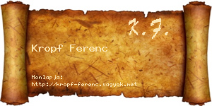 Kropf Ferenc névjegykártya