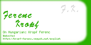 ferenc kropf business card